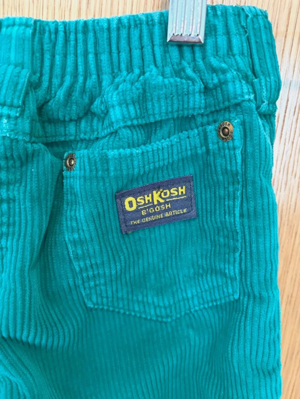 Vintage OshKosh B'gosh Green Corduroy Toddler Pants with Flannel Lining USA Made
